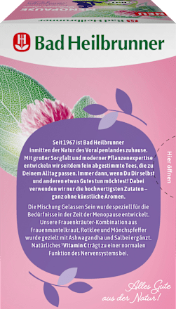 Kräutertee Menopause Gelassen Sein mit Ashwagandha & Salbei (20 Beutel) Bad Heilbrunner