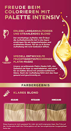 Haare Aufheller L9-0/XL9 Platin Blond Palette Intensive Color Creme