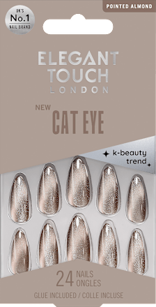 Künstliche Nägel Cat Eye Pointed Almond Toasted Elegant Touch