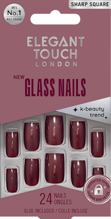 Künstliche Nägel Glass Nails Sharp Square Plum Elegant Touch