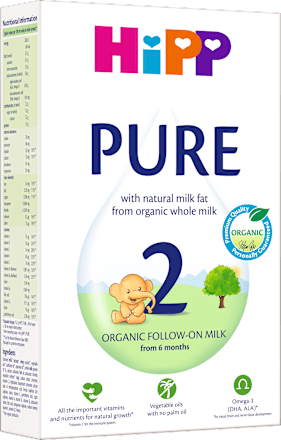 Ekološko nadaljevalno mleko za dojenčke PURE 2, 6m+ HiPP