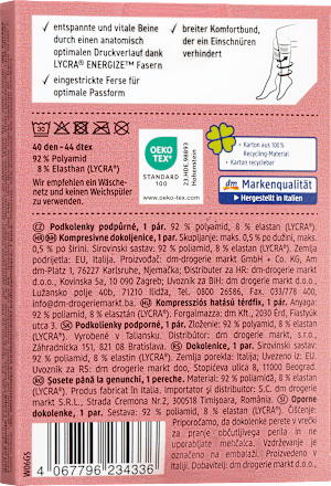 Kniestrümpfe Stütz schwarz 40 DEN, Gr. 35 - 38 (1 Paar) Fascino