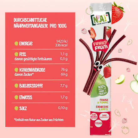 Fruchtgummi Funny Fruits Erdbeere & Apfel N.A!