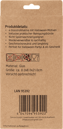 Trinkhalme aus Glas, Halloween 5tlg Dekorieren & Einrichten