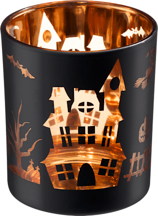 Glaskerzenhalter Haus, schwarz-kupfer (10 cm) Dekorieren & Einrichten