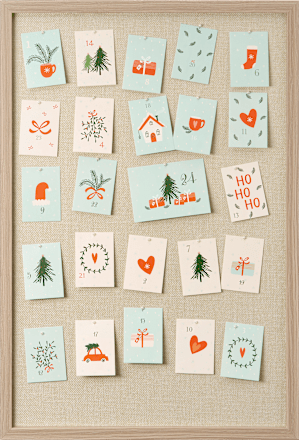 Pinnwand Adventskalender 40x60 beige Paradies