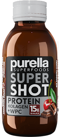 purella Shot proteinowy, kolagen, WPC, czekoladowo - wśniowy purella