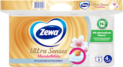 Toilettenpapier Ultra Senses Mandelblüte 4-lagig (8x135 Blatt) Zewa