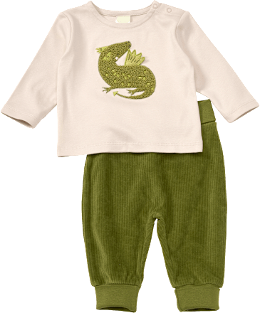 Set mit Langarmshirt & Hose mit Mitwachsfunktion, grün, Gr. 62 ALANA