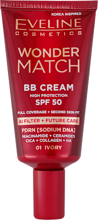 WONDER MATCH BB krema AI FILTER + FUTURE CARE, SPF50 - 01 Ivory EVELINE COSMETICS