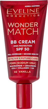 WONDER MATCH BB krema AI FILTER + FUTURE CARE, SPF50 - 02 Vanilla EVELINE COSMETICS