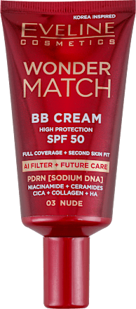 WONDER MATCH BB krema AI FILTER + FUTURE CARE, SPF50 - 03 Nude EVELINE COSMETICS