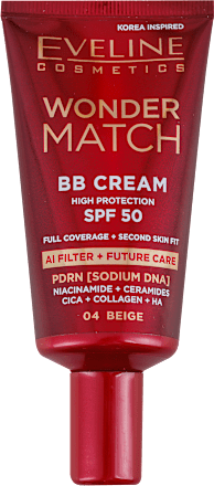 WONDER MATCH BB krema AI FILTER + FUTURE CARE, SPF50 - 04 Beige EVELINE COSMETICS