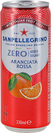 ZERO ARANCIATA ROSSA gazirano osvežavajuće bezalkoholno piće sa sokom od crvene pomorandže, sa zaslađivačima SANPELLEGRINO