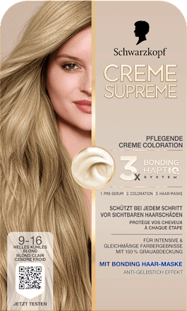 Dauerhafte Coloration Creme Supreme - Nr. 9-16 Helles kühles Blond Schwarzkopf CREME SUPREME