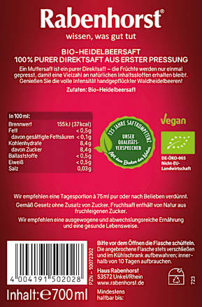 Direktsaft, Waldheidelbeere Rabenhorst