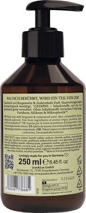 Flüssigseife bergamot & cedarwood Jean&Len