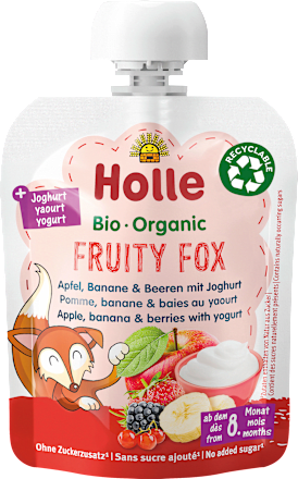 Quetschie Fruity Fox Apfel, Banane & Beeren mit Joghurt, ab dem 8.Monat Holle