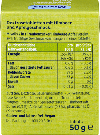 Traubenzucker 2in1, Himbeere-Apfel Mivolis