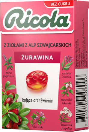 Cukierki z ziołami z alp szwajcarskich Żurawina Ricola