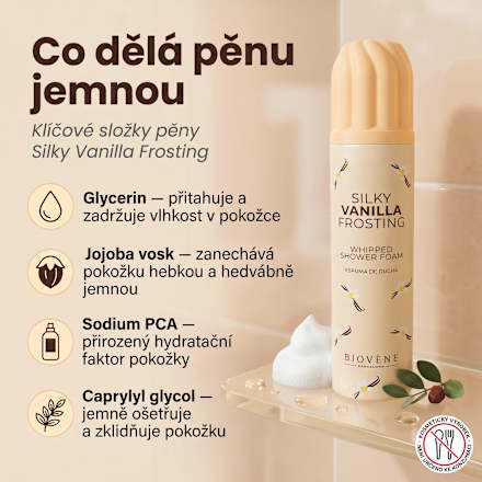 sprchová pěna Silky Vanilla Frosting BIOVÈNE BARCELONA