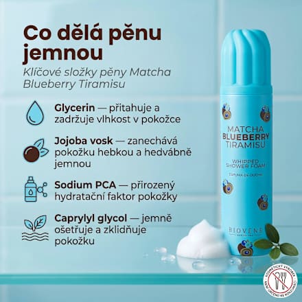 sprchová pěna Matcha Blueberry Tiramisu BIOVÈNE BARCELONA