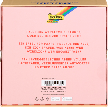 Brettspiel "Wer kommt als Erstes unter die Haube" (16x31x5,5 cm) folia