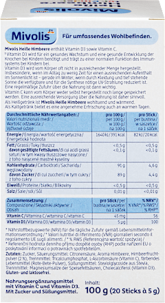 Kindergetränk, Heiße Himbeere (20 Sticks), ab 7 Jahren Mivolis