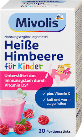 Kindergetränk, Heiße Himbeere (20 Sticks), ab 7 Jahren Mivolis