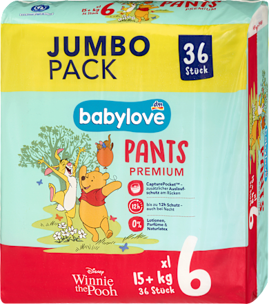 Scutece chiloțel premium numărul 6 XL (15+ kg) babylove
