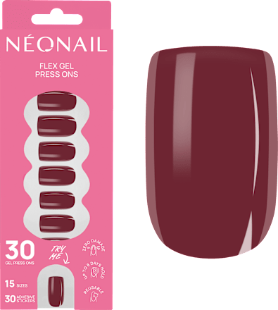 Press Ons Merlot Short Square NÉONAIL