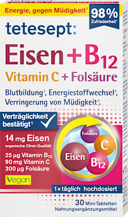 Tabletten Eisen + B12 + C + Folsäure tetesept