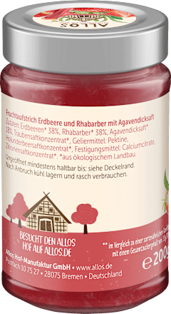Fruchtaufstrich, Frucht Pur Erdbeere & Rhabarber 75% Frucht ALLOS