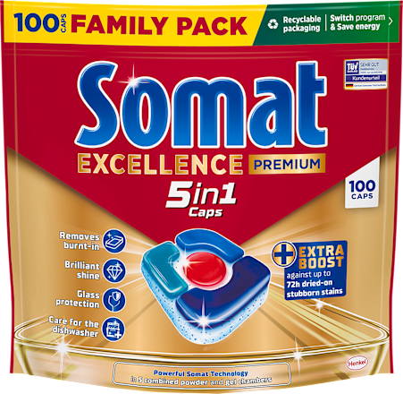 Kapsule za strojno pranje posuđa Excellence Premium 5u1 Somat