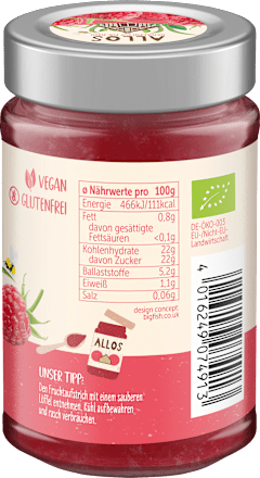 Fruchtaufstrich Himbeere Frucht Pur 75% ALLOS