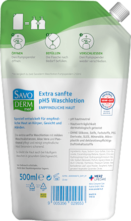 Waschgel Lotion Extra Sanft pH 5 Nachfüllbeutel Savoderm med