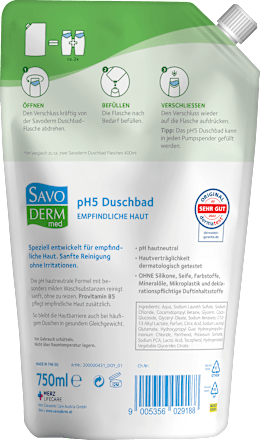 Duschgel pH5 empfinsliche Haut Nachfüllpack Savoderm med