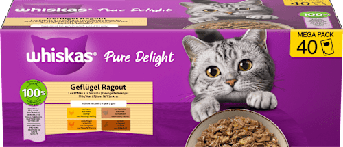 Nassfutter Katze Pure Delight Geflügel-Ragout Mega Pack Whiskas