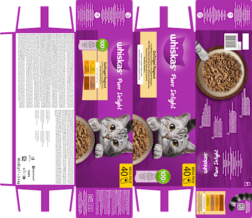 Nassfutter Katze Pure Delight Geflügel-Ragout Mega Pack Whiskas
