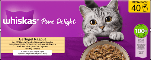Nassfutter Katze Pure Delight Geflügel-Ragout Mega Pack Whiskas