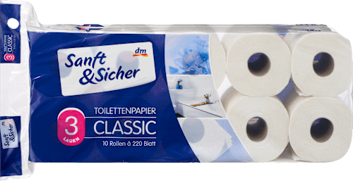 Toilettenpapier Classic 3-lagig (10x220 Blatt) Sanft&Sicher