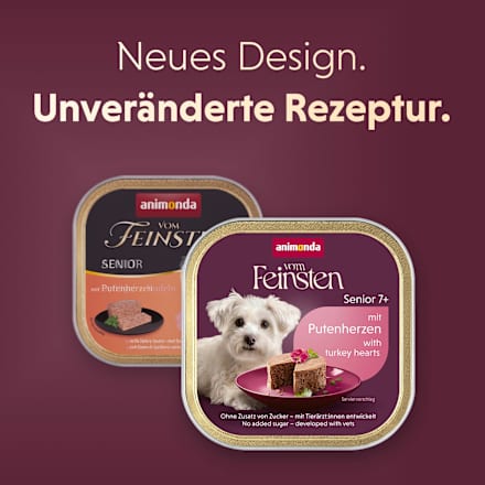 Nassfutter Hund mit Putenherzen, Senior animonda VOM FEINSTEN
