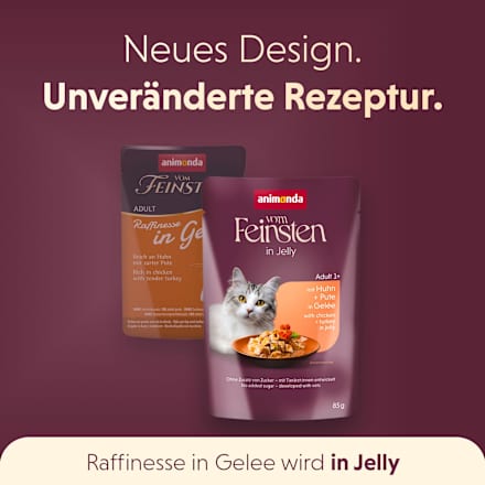 Nassfutter Katze reich an Huhn mit Pute, Raffinesse in Gelee animonda VOM FEINSTEN