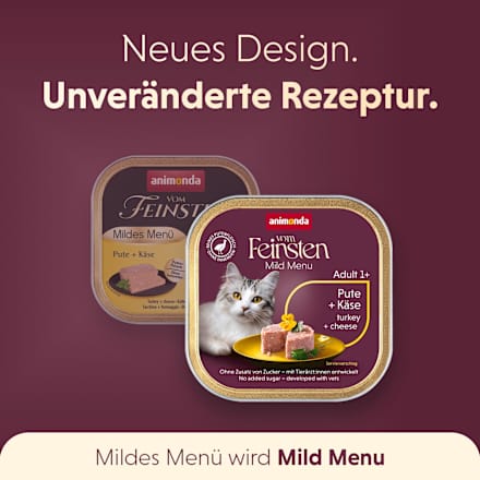 Nassfutter Katze mit Pute & Käse, mildes Menü animonda VOM FEINSTEN