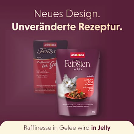 Nassfutter Katze reich an Huhn mit Rind, Raffinesse in Gelee animonda VOM FEINSTEN