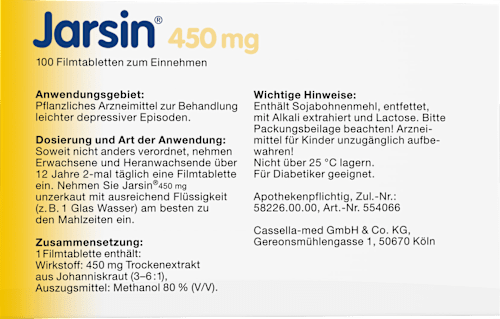 Jarsin 450 mg Johanniskraut-Trockenextrakt Filmtabletten Jarsin
