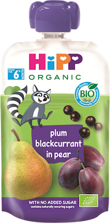 Hippis bio sadni žepek hruška-sliva-črni ribez, od 6. meseca HiPP