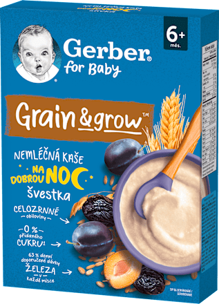 Grain & Grow nemléčná kaše pšenično-ovesná švestka Gerber