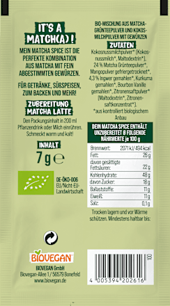 Gewürzmischung, Mein Matcha Spice BIOVEGAN