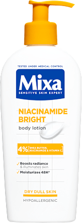 Лосион за тяло за суха кожа без блясък Niacinamide Bright Mixa